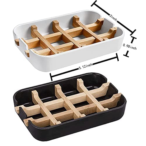 Aoheuo Modern Bamboo Fiber soap Holder and soap Dish Combination (Removable), White, 5.12 Long by 3 Wide, 0.98 inches high, Used in Kitchens, bathrooms, and bar Sinks 7