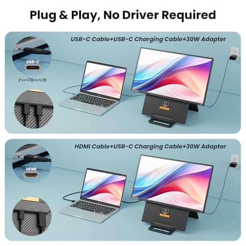 Hyangin 24-inch Large Portable Monitor for Laptop, 2026 Upgraded 1080P FHD 100Hz Portable Screen,125% sRGB IPS Portable Second Monitor with Adjustable Stand for Laptop, MacBook, Phones 5