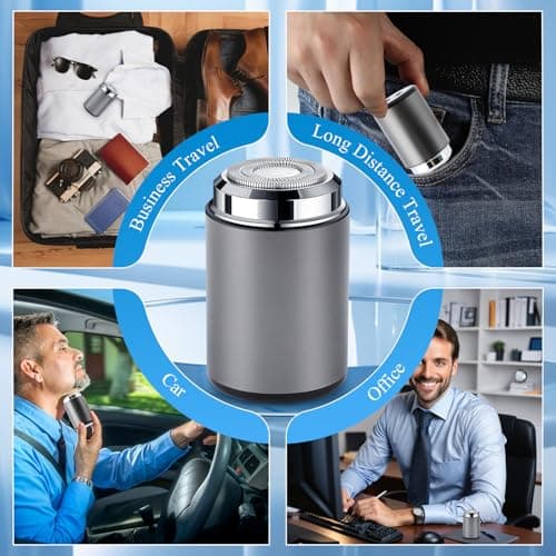 Mini Electric Shaver, Portable Mini Electric Shaver,Portable Pocket Travel Shaver for Men Women, USB Rechargeable Waterproof Electric Razor Trimmer for Car, Office, Business Trip (Gray) 7