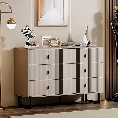 Chrangmay Modern Chest of Drawers with 6 Drawers,Deep Drawers,Clothes Organizer,Large Storage Cabinet for Living Room, Bedroom,Hallway,with Anti-Tipping Device,Morandi