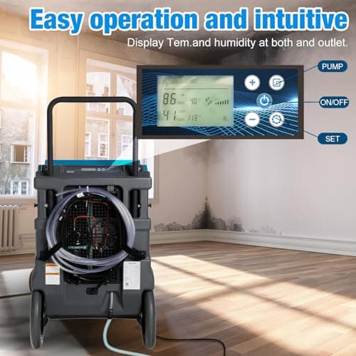 MOUNTO 310 Pints LGR Commercial Dehumidifier with Built-In Pump and Drain Hose – Portable, Heavy-Duty Dehumidifier with Wheels for Basements, Garages, Home, and Job Sites (Blue) 5