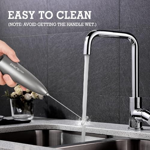 SIMPLETaste Milk Frother Handheld Battery Operated Electric Foam Maker, Drink Mixer with Stainless Steel Whisk and Stand for Cappuccino, Bulletproof Coffee, Latte 6