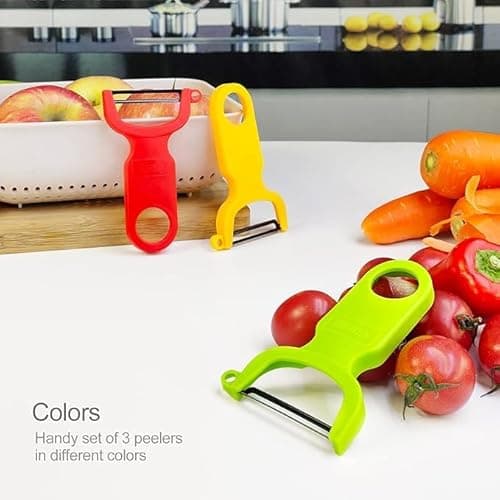 Original Vegetable Fruit Peeler Carbon Steel Blade 3 Pack Red/Green/Yellow… 8