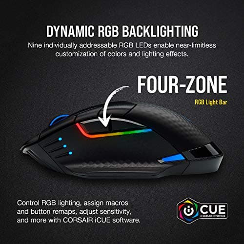 Corsair Dark CORE RGB PRO SE Wireless FPS/MOBA Gaming Mouse with Qi Charging – 18,000 DPI – 8 Programmable Buttons – Sub-1ms Wireless – iCUE Compatible – PC, Mac, PS5, PS4, Xbox – Black 7