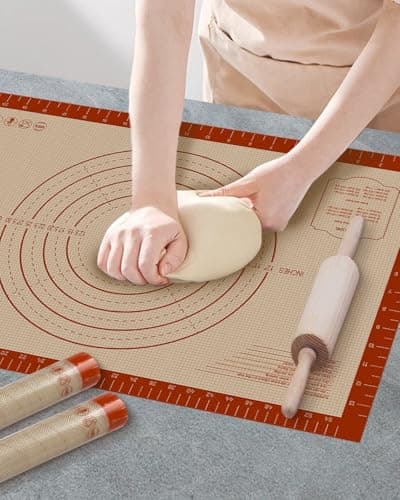 Silicone Baking Mat, 24" x 16" Baking Mat, Pastry Rolling Sourdough Baking Mat Supplies for Making Pizza, Pie, Cookies, Bread