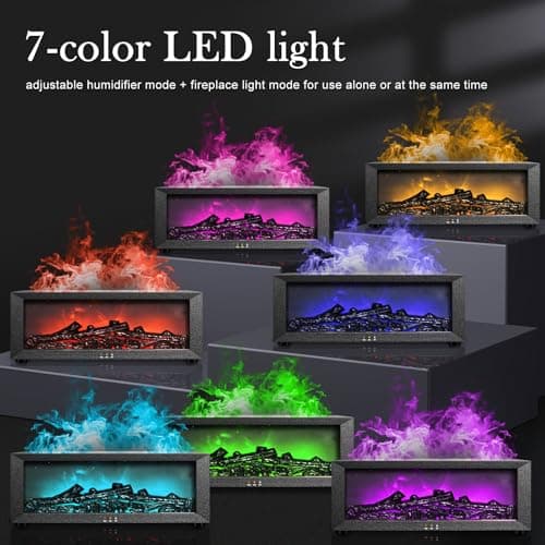 Fireplace Aroma Diffuser with Remote Control - 7 Color Changing LED Flame Essential Oil Diffuser, 1/3/5 Hour Timer, Ultrasonic Cool Mist Humidifier for Home, Office, Yoga Meditation, Spa 6