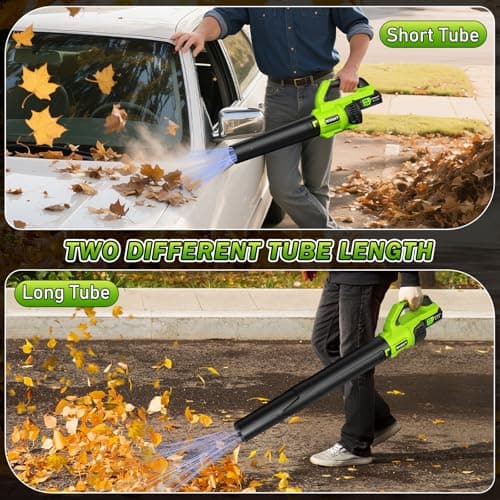 Leaf Blower Cordless, Leaf Blower with Battery and Charger - 2 x 4.0Ah Batteries, 2 Speed Modes, 21V Powerful Lightweight Electric Blowers for Lawn Care, Patio Cleaning and Dust, Green 7