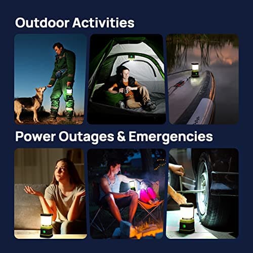 Consciot LED Battery Powered Camping Lantern, 1000LM, 4 Light Modes, IPX4 Waterproof Portable Tent Flashlight for Power Outages, Emergency, Hurricane, Hiking, Light Green, 2-Pack 8