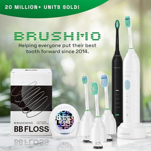 Brushmo e-Series Total Clean Replacement Toothbrush Heads, Compatible with Philips Sonicare Screw-on Electric Toothbrush Handles, 6 Standard Heads, Medium Firm Dupont Bristles, BM726, White 7