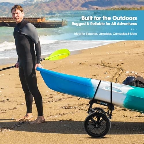 GanFindX Heavy Duty Kayak Cart | Adjustable Foldable Trolley with Durable Wheels, Portable Kayak Transport Cart, Tie-Down Straps Included (Foldable & Heavy-Duty) 9