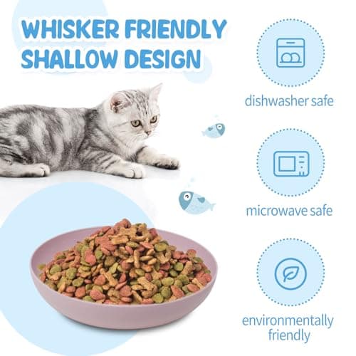 [8 Pack] Cat Dishes Whisker Friendly, Shallow Wide Pet Food and Water Bowl, Durable Wheat Straw Cat Bowls for Indoor Outdoor Cats 5