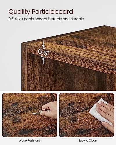 VASAGLE CUSTOS Collection - Bookshelf, 5-Tier Bookcase, Book Shelf, Open Storage Shelf, 9.4 x 23.6 x 52.8 Inches, for Living Room, Home Office, Dinning Room, Rustic Brown ULBC165X01 8