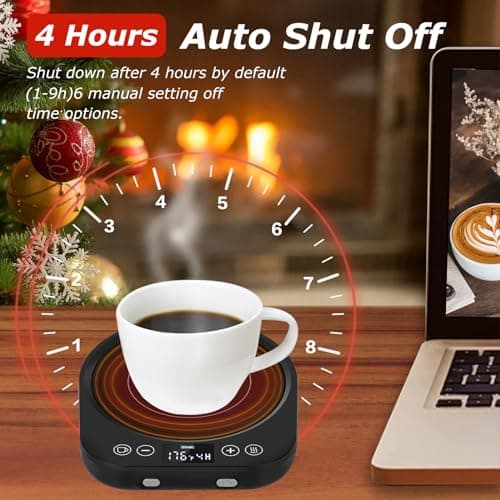 PUSEE Candle Mug Warmer Electric, Auto On/Off Gravity-Induction Coffee Warmer with 9 Temp Settings, 1-9 Timer Candle Melter, Beverage Warmer for Home & Office 4