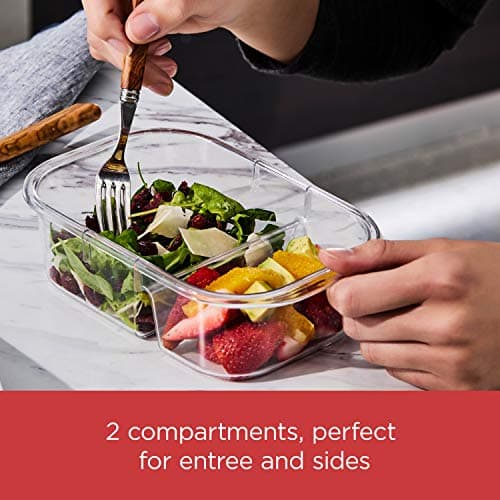 Rubbermaid Brilliance Meal Prep Containers, 2-Compartment Food Storage Containers, 2.85 Cup, 5-Pack, BPA-Free, Clear/Grey 6