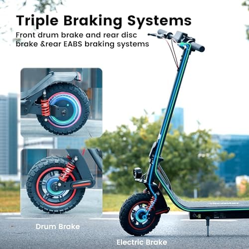 iScooter Electric Scooter Adults, 37MILES Long Range, 28MPH Top Speed, Dual Suspension Electric Scooter for Adults with Turn Signals and Double Braking Systems, APP - i10 Pro 7