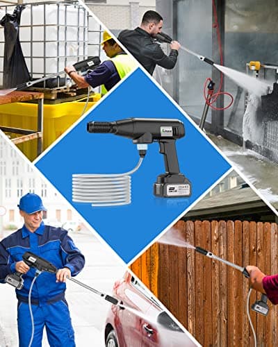 Aihand Cordless Pressure Washer, 986PSI Portable Power Cleaner with 4.0 Ah Battery, 6-IN-1/0-180° Nozzles, 3 Faucet Adapters, Handheld High-Pressure Car Washer for Fences/Patios, Charger Included 9