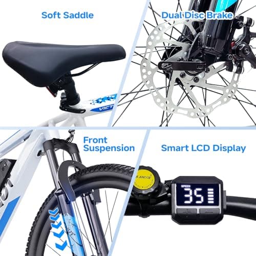 Totem Electric Bike for Adults, 750W Peak 26" Ebike for Men Women Teens with 375WH, 21 Speed, 20Mph, Up to 40Miles Front Suspension, Commuting E-Bike Mountain Bicycle 6