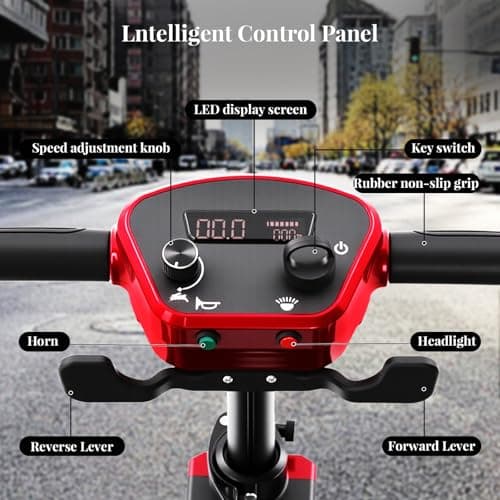 MobiCyc 15 Miles Range 4 Wheel Mobility Scooter for Seniors & Adults, 46 lbs Ultra Lightweight Airline-Approved Folding Electric Mobility Scooter w/Lithium Battery, All-Terrain, Basket, Compact 7