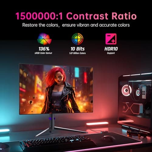 KTC 27 Inch OLED Gaming Monitor, QHD 2560 x 1440, 240Hz, 0.03ms, Type-C 65W, Built-in Speakers, G-SYNC & FreeSync, HDMI2.0, DisplayPort1.4, USB-C 3.0, G27P6 6
