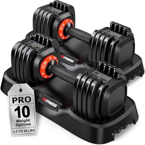 Rendpas Adjustable Dumbbells Set of 2, 1-Sec Adjustable Weights Dumbbells Set, 10 in 1 Dumbbell Set with Anti-Slip Texture Handle, Weight Set For Home Gym Suit both Men and Women