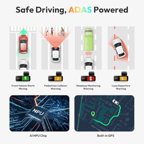 BOTSLAB 4K Dash Cam Front and Rear, 170° Ultra Wide 4K+2K Dashcam with ADAS, Night Vision, 24/7 Parking Mode, Sony STARVIS Sensor, WDR, Free 64GB SD Card, 5.8GHz WiFi, Built-in GPS, Loop Recording 5