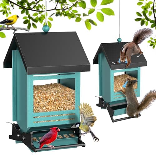 Large Capacity Squirrel Proof Bird Feeder for Outdoors - Hanging, Chew-Proof, Finch & Cardinal, 5LBS