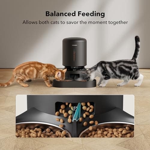 PETLIBRO Automatic Cat Feeder with Camera for Two Cats, 1080P HD Video with Night Vision, 5G WiFi Pet Feeder with 2-Way Audio for Cat & Dog, Low Food & Motion & Sound Alerts, Dual Tray, Black 5L 7