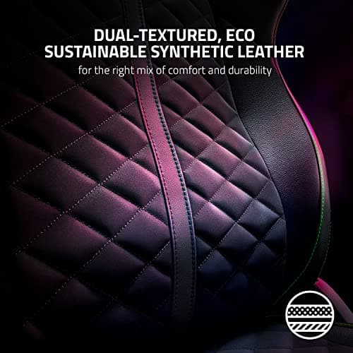 Razer Enki X Essential Gaming Chair: All-Day Comfort - Built-in Lumbar Arch - Optimized Cushion Density - Dual-Textured, Eco-Friendly Synthetic Leather - Adjustable 152-degree Recline - Black 8