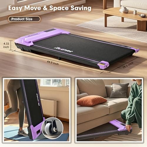 Ruthfot Walking Pad, Under Desk Treadmill for Home Office, 2.5 Hp Portable Walking Treadmill with Remote Control, Led Display 5