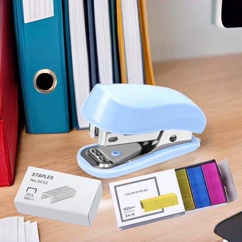 WIWUE GUO Blue Modern, Playful Desk Stapler with 1440 Staples, Full Strip Capacity, Manual Operation 6