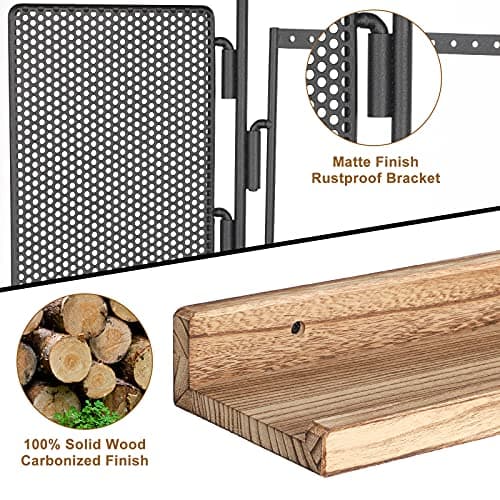 SOLIMINTR Hanging Jewelry Organizer Wall Mount with Rustic Wood Shelf, Ring Display Box, Ear Studs Earring Holder, Rotating Necklace Holder Organizer 6