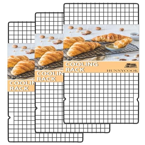 Hunnycook 15.8”×9.8” Cooling Rack, 3P Stainless Steel Baking Rack, Oven Safe Cooling Racks for Cooking and Baking, Black Roasting Rack & Wire Rack & Cookie Cooling Rack for Roasting, Grilling, Drying