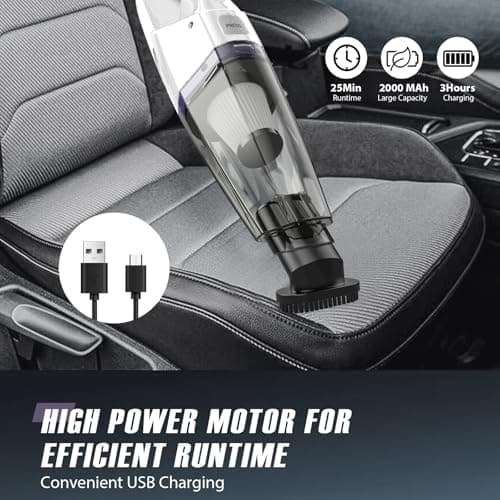Bossdan Handheld Vacuum Cordless — 3-in-1 Hand Held Vacuum Rechargeable with 8000Pa Powerful Suction, 1.7 Lbs Lightweight Handheld Vac, 30-Mins Quick Dust Removal for Car, Kitchen & Home 6