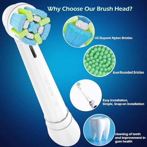 SEEREIN Replacement Toothbrush Heads Compatible with Oral-B iO Electric Toothbrushes, Fit Oral B iO Replacement Heads White, 8 Pack 6