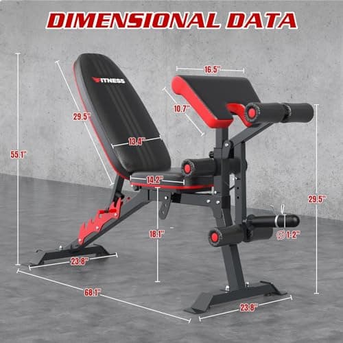 Fostoy Adjustable Weight Bench Press, 800lbs Load Workout Bench with Leg Extension and Preacher Pad, Flat/Incline/Decline Exercise Multi-Functional Bench for Home Workout Weight Training 7