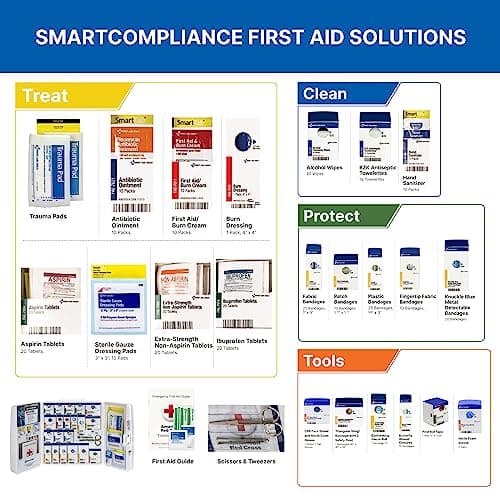 First Aid Only 1000-FAE-0103 SmartCompliance 50-Person OSHA Compliant First Aid Kit for Business, Large Plastic First Aid Cabinet with Medications, 245 Pieces 6