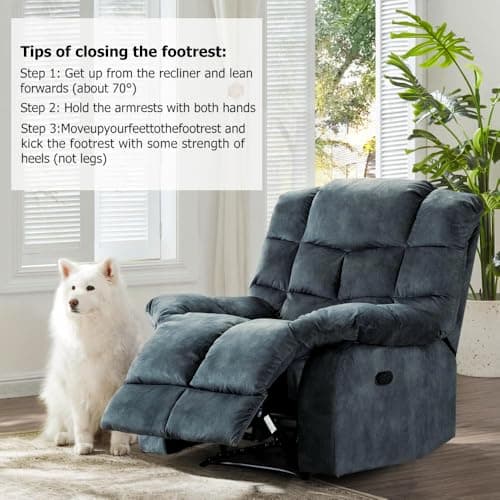 QIAYA Recliner Chairs for Living Room Overstuffed Breathable Fabric Reclining Chair Manual Sofas 8