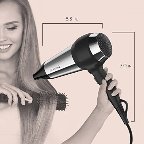 Remington Impact Resistant Hair Dryer, 1875-Watt Blow Dryer with Tourmaline, Titanium & Ceramic Technology, 3 Heat, 2 Speed Settings, Cool Shot, Diffuser & Concentrator Attachments 7