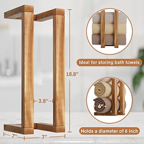 HULISEN Wooden Towel Rack for Bathroom, 18.8 Inch Wall Mounted Towel Holder with Installation Tool, Decorative Pine Towel Shelf for Rolled Towels Organizer & Blanket Storage (Natural) 5