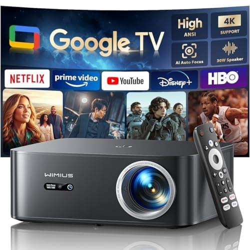 【Official Google TV/4K Supported 】Smart Projector with WiFi & Bluetooth, Outdoor & Home TV Movie Projectors with Voice Control,Auto Focus & Keystone,Compatible with Netflix Proyector WiMiUS K13 Black