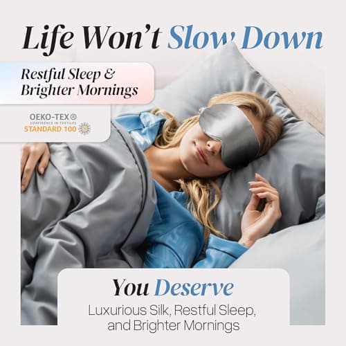 Prushh Adjustable Blackout Silk Sleep Mask - Luxurious 100% Pure Mulberry Eye Mask for Restful Sleep & Travel, Hypoallergenic, Cooling, for Women & Men, Grade 6A Silk (Charcoal Grey) 8