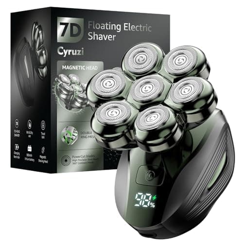 Head Shavers for Bald Men: Upgraded Detachable Head Shaver - IPX7 Waterproof Wet or Dry Electric Razor for Men - 7D LED Display Rechargeable Shaving Grooming Kit with Type-C Charge (Olive Drab)