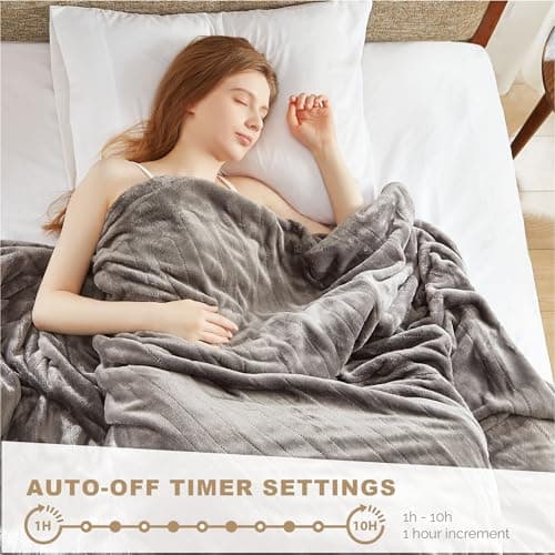 Degrees of Comfort Full Size Heated Blanket for Bed, UL-Certified Fleece Electric Heating Blankets with Auto Shut Off, Grey, Machine Washable, 80Wx84L 6