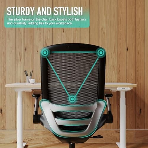 GABRYLLY Ergonomic Office Chair, Mesh Desk Chair - Lumbar Support and Adjustable Flip-up Arms, Soft Wide Seat, 90-120° Tilt, High Back Home Ergonomic Chairs Swivel Task Chair, Easy Assemble 6
