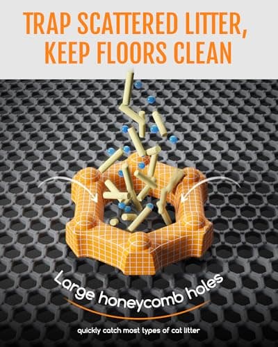 Powools Cat Litter Mat - 23.2" x 14.6" Small Litter Box Mat with Double Layers, Urine-Proof and Non-Slip Litter Trapping Mat, Easy to Clean Kitty Litter Mats for Floor, Scatter Control, Grey 6