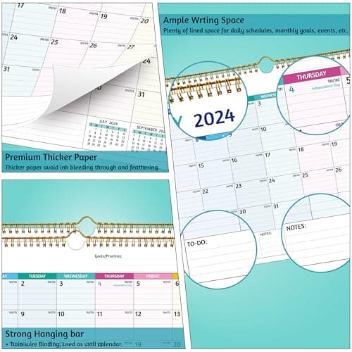 2024-2025 Wall Calendar - Jul 2024 –Dec 2025, 18 Months Calendar 2024-2025, 14.57 x 11.42 In, 2025 Calendar, Monthly Calendar with Ruled Blocks, Thick Paper, Holidays, To-do ＆ Notes 6