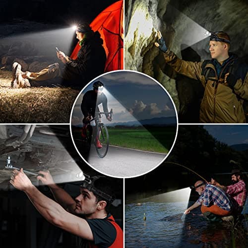 Blukar LED Headlamp, Super Bright Rechargeable Headlight Flashlight - 3 Lights 5 Modes,Zoomable,Spotlight&Floodlight Combination, IPX6 Waterproof, 20+Hrs Runtime for Running,Hiking,Camping etc. 8