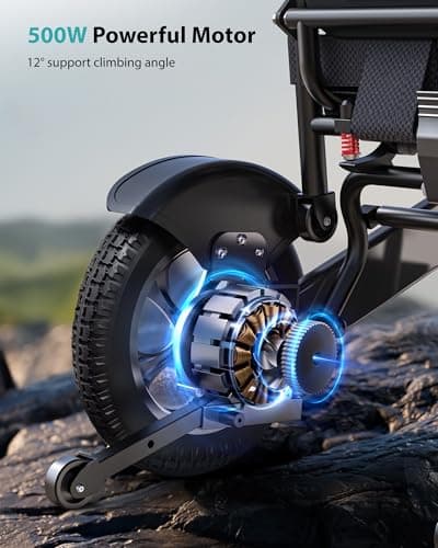 30 Miles Range Electric Wheelchairs for Adults - Support 400 lb & 500W Dual Motor All Terrain Power Wheelchair with Pneumatic Tires, Foldable Mobility Motorized Wheelchair for Seniors, Black 8