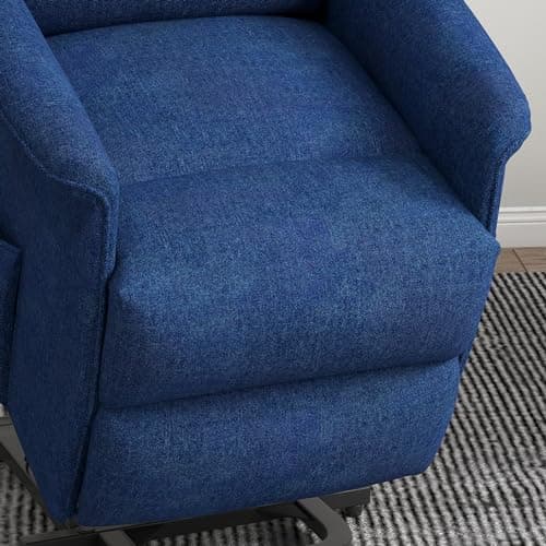 HOMCOM Power Lift Recliner Chair for Elderly, Easy Assembly, Fabric Lift Chair for Adults, Recliner Sofa with Remote Control, Side Pockets for Living Room, Dark Blue 9