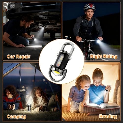 Growalleter 4Pcs Portable Rechargeable Bright Keychain Flashlight, 1200 Lumens Mini Flashlight with Power Bank & 7 Modes, Waterproof EDC Keychain Light for Outdoor Emergency 7